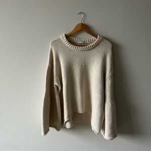 Zara Cream Knit Bell Sleeve Sweater